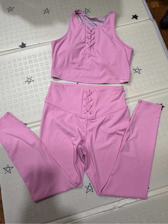 JoyLab Pants - JoyLab Lace-Up High-Waist Leggings and Crop Tank in Pink
